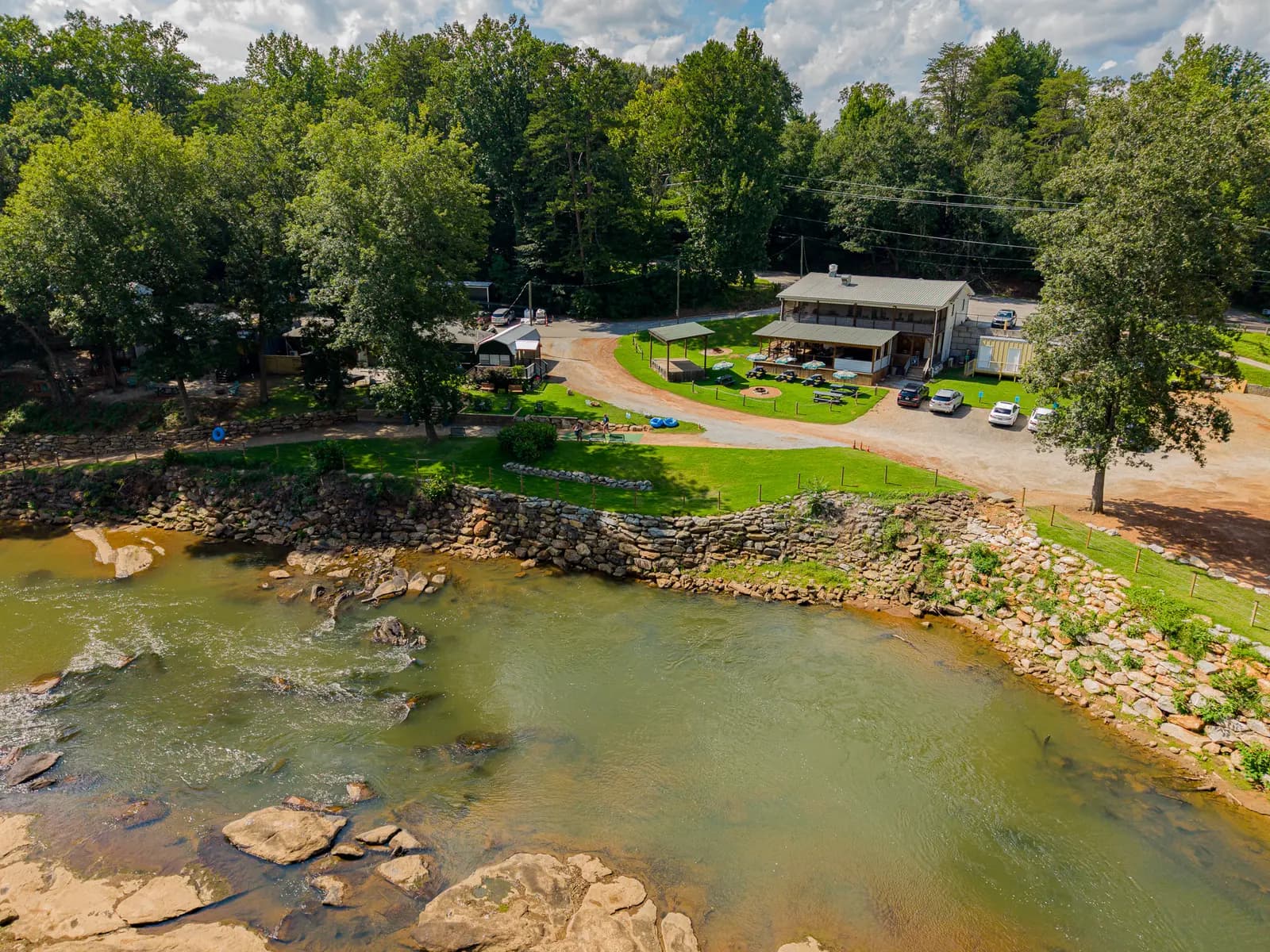 Aerial view of The Oxbow and Saluda Outdoor Center on Old Easley Highway